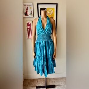 Fire Chic Teal Halter Midi Dress